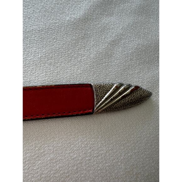 Vintage Red Gianni Versace Belt with Silver Buckle - Picture 4 of 7